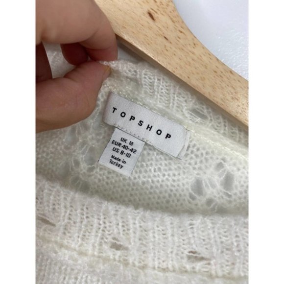 Topshop Idol Pointelle Cream Women's Pullover Crew Sweater Size: Medium NWOT - Picture 4 of 5